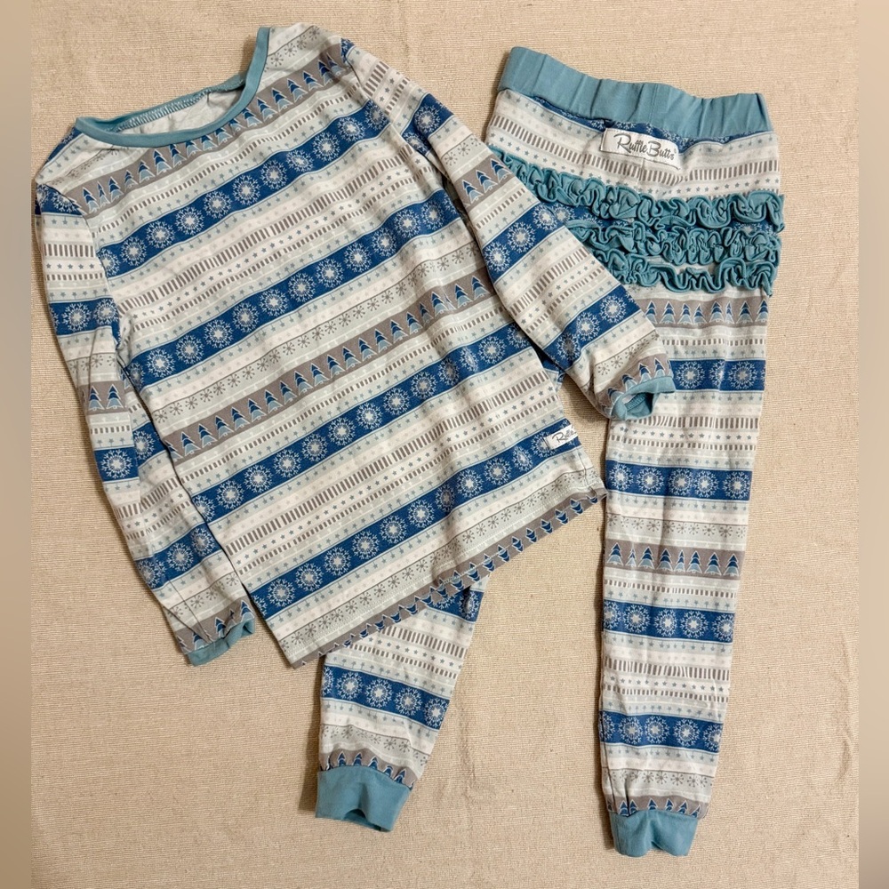 Ruffle Butts frosty stripe long sleeve pajamas